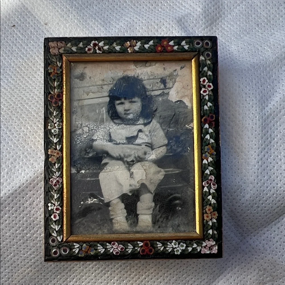 Vintage miniature micro mosaic millefiori picture frame made in italy